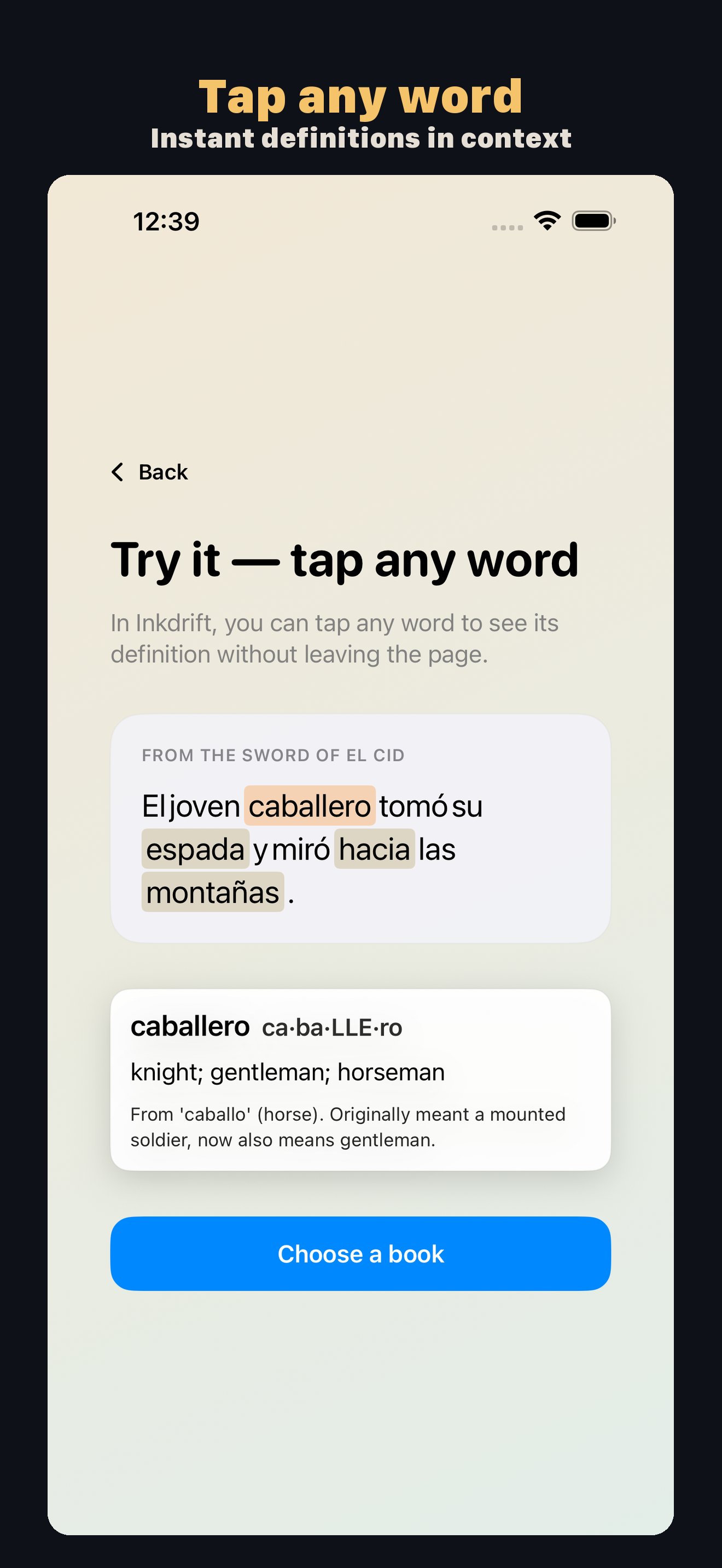 Tap any word for a definition